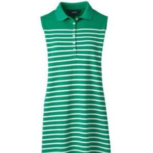 Lands End Women's Sleeveless Polo Dress Stripe Large
